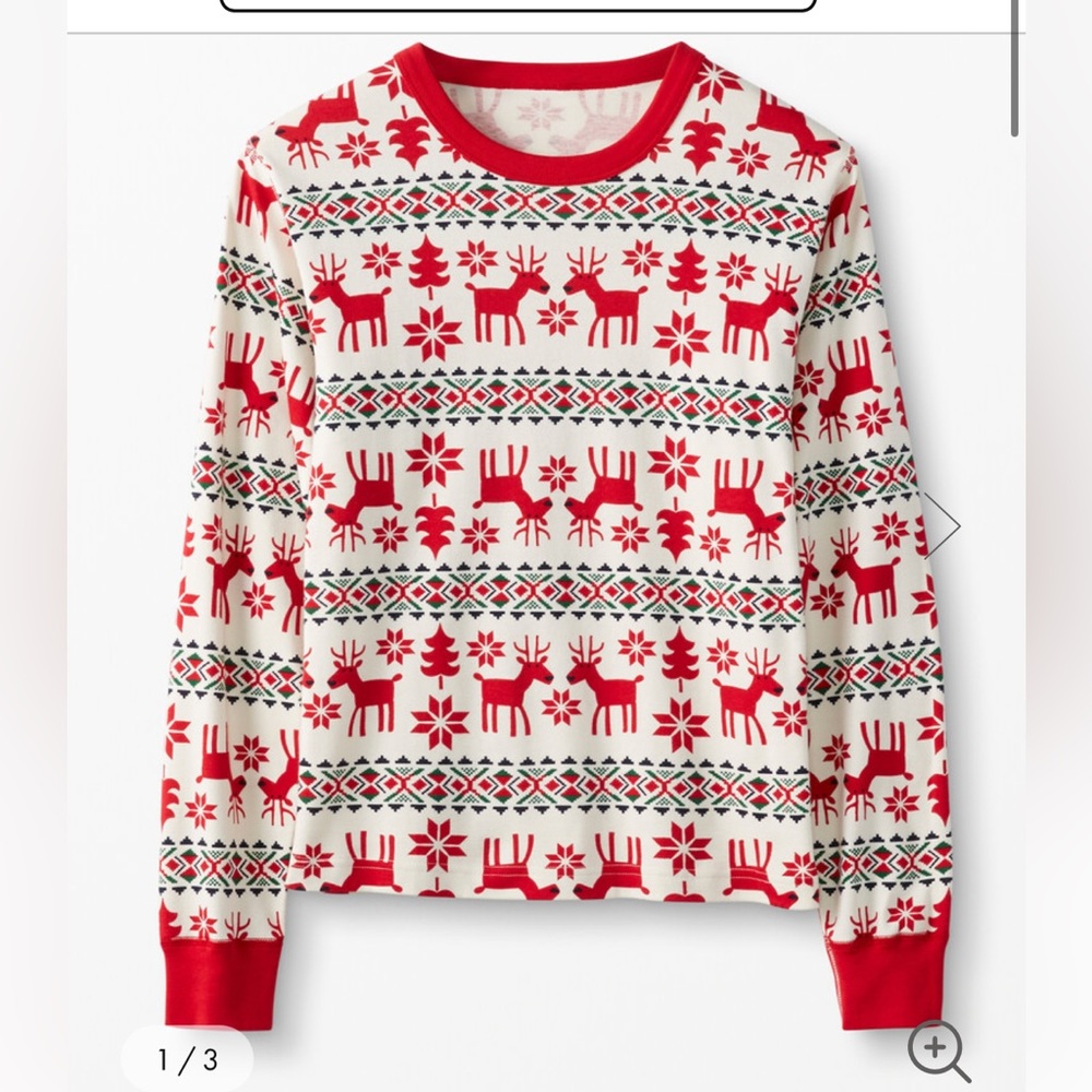 Hanna Andersson Adult Unisex Christmas PJs- Long Johns. Dear Deer print  size lg